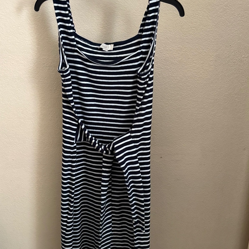 Loft Outlet Navy and White striped dress